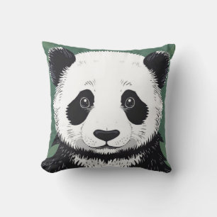 Big Panda Face Aesthetic Pillow