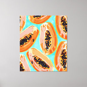 Big Papaya Watercolor Painting, Tropical Fruits Canvas Print
