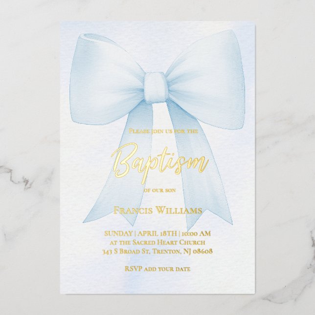 big pastel blue bow | Baptism (Front)