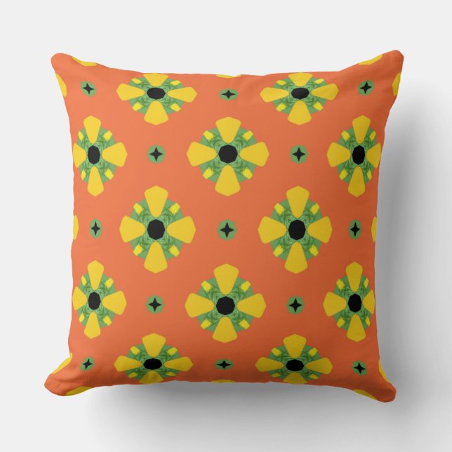 BIG Pattern Orange Yellow Green Diamond Fun Cushion (Front)