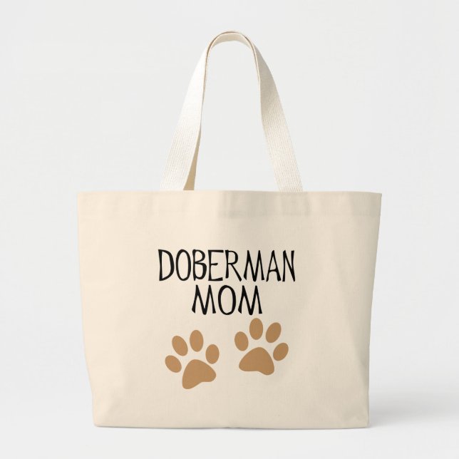 Big Paws Doberman Mum Large Tote Bag (Front)
