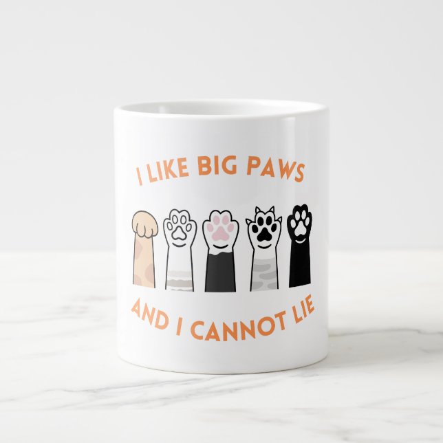 Big Paws Funny Pet Shirt Large Coffee Mug (Front)