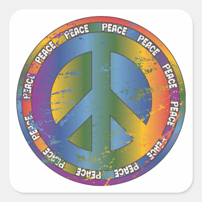 Big Peace Symbol Square Sticker (Front)
