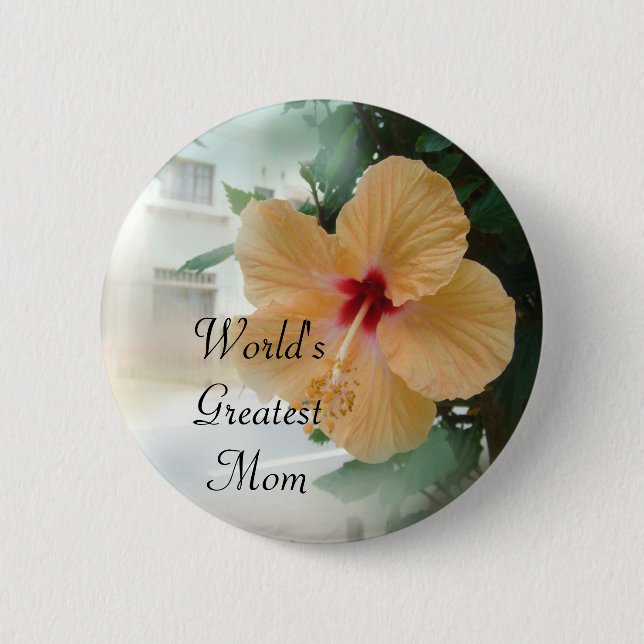 Big Peach Hibiscus 6 Cm Round Badge (Front)