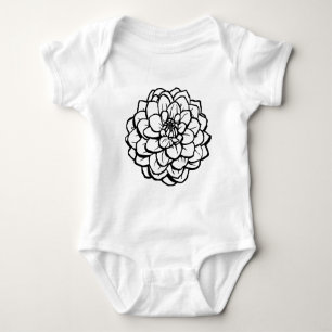Big Pen and Ink Dahlia - Black on White Baby Bodysuit