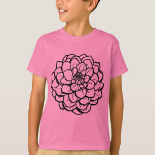 Big Pen and Ink Dahlia - Black on White T-Shirt