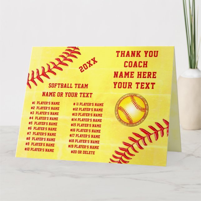 BIG Personalised, Softball Thank You Cards, 3 Size Card (Front)