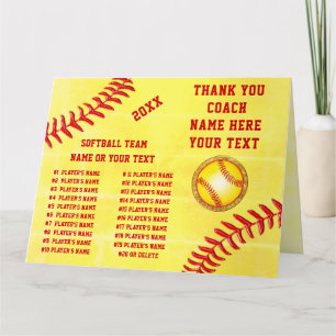 BIG Personalised, Softball Thank You Cards, 3 Size Card