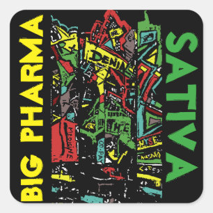 BIG PHARMA SATIVA SQUARE STICKER