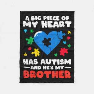 Big piece of heart has autism brother asd awarenes fleece blanket