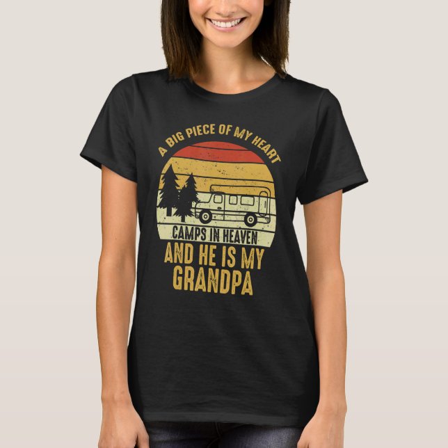 Big Piece of My Heart in Heaven Miss My Grandpa Me T-Shirt (Front)