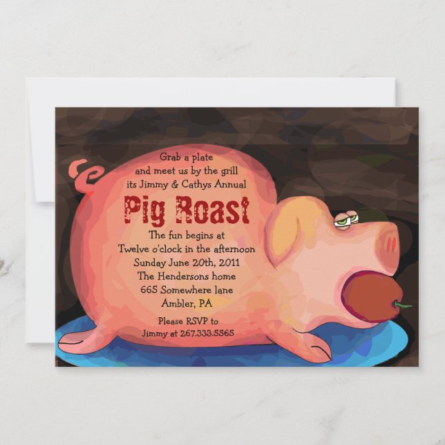 BIG PIGGY Pig Roast Bar-B-Que Party Invitation (Front)
