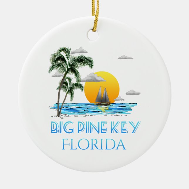 Big Pine Key Florida Keys Sailing Ceramic Tree Decoration (Front)