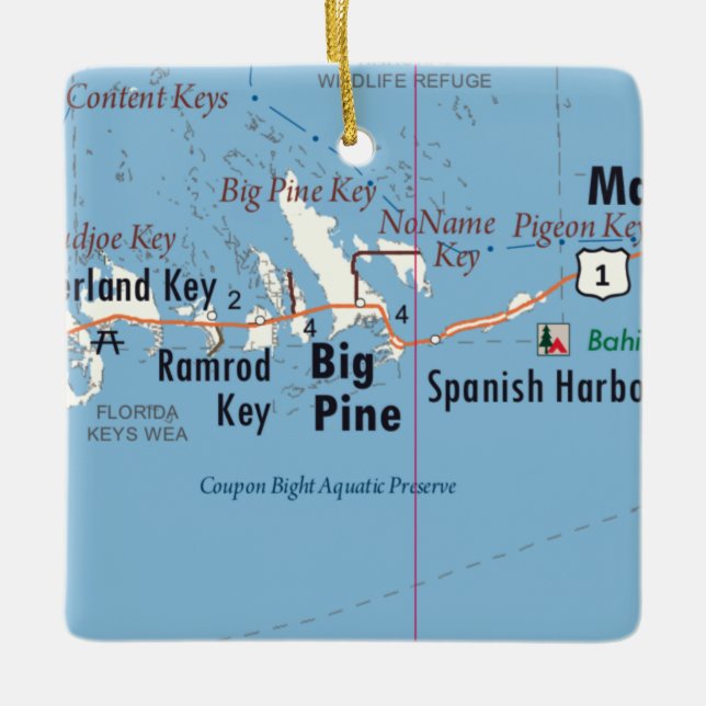 Big Pine Key Map Ceramic Ornament (Front)