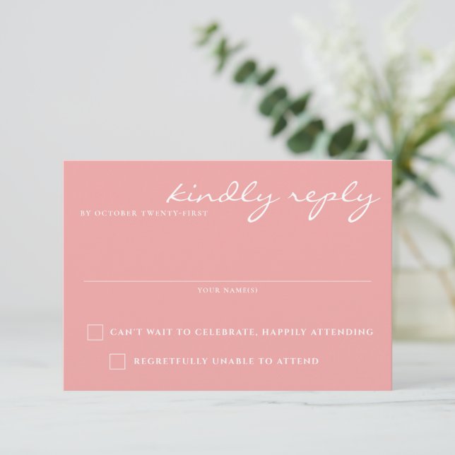 Big Pink Blooms RSVP Card (Standing Front)