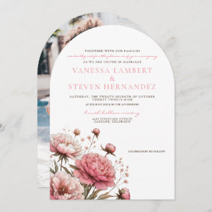 Big Pink Blooms Wedding Invitation
