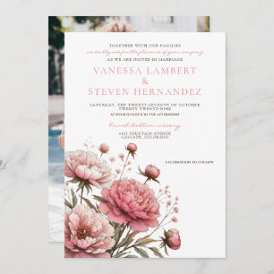 Big Pink Blooms Wedding Invitation