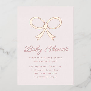 Big Pink Blush Bow Foil Invitation