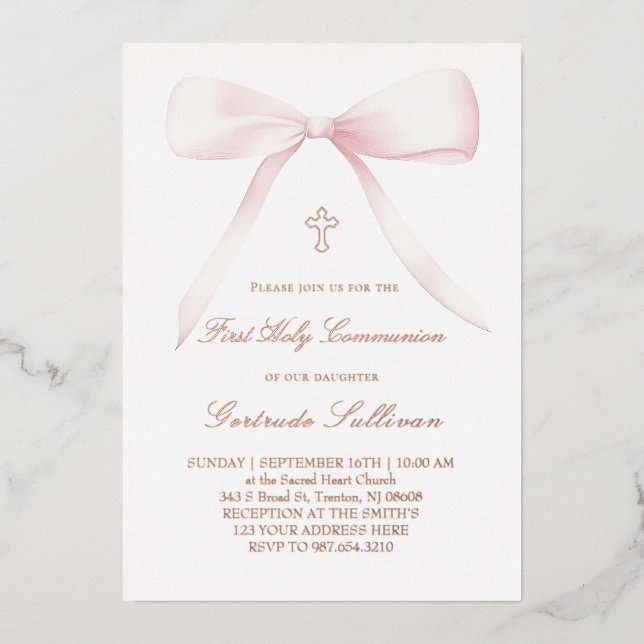 big pink bow | First Communion (Front)