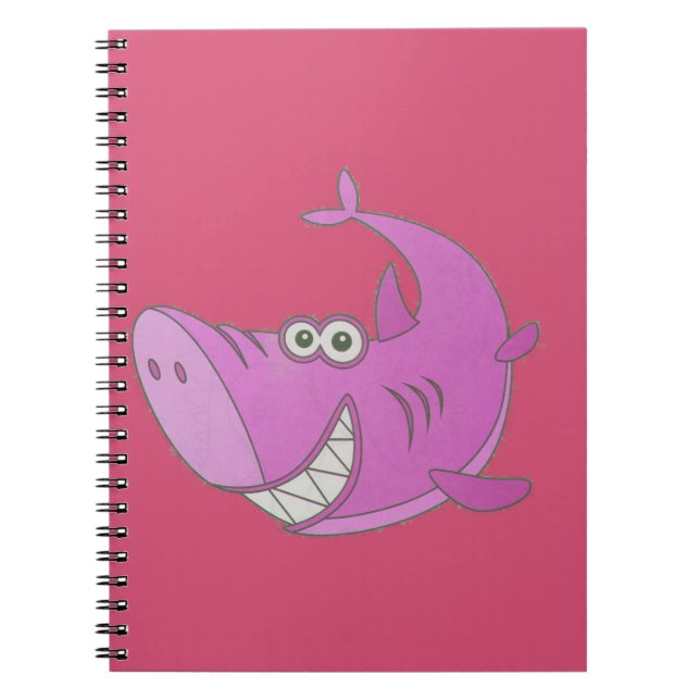 Big Pink Cartoon Shark Notebook (Front)