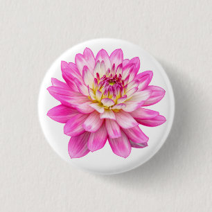 Big Pink Dahlia 3 Cm Round Badge
