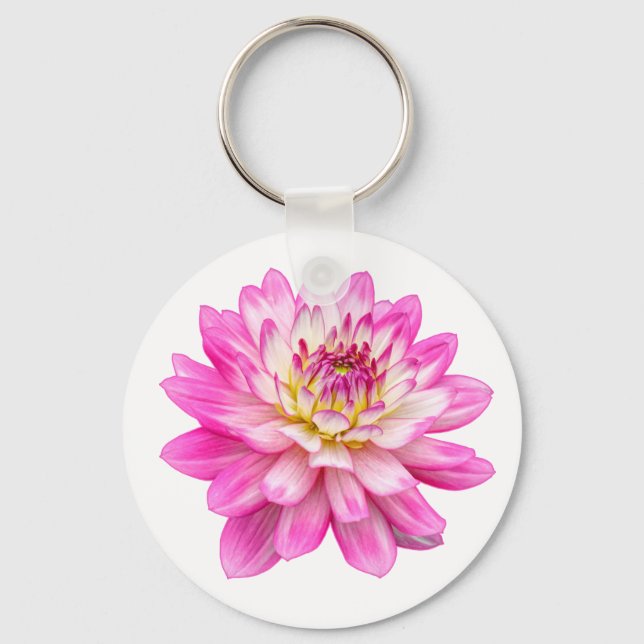 Big Pink Dahlia Key Ring (Front)