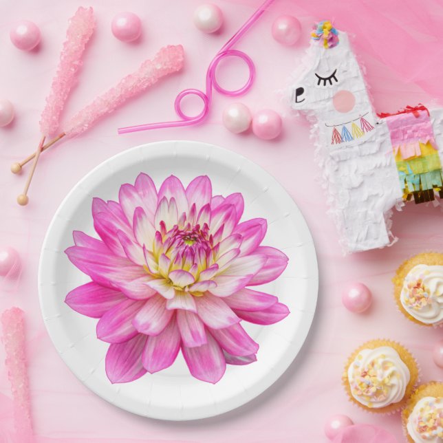 Big Pink Dahlia Paper Plate (Party)