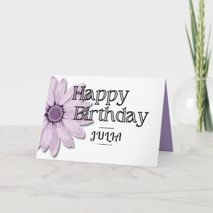 Big Pink Daisy Chic Happy Birthday Custom Name Card