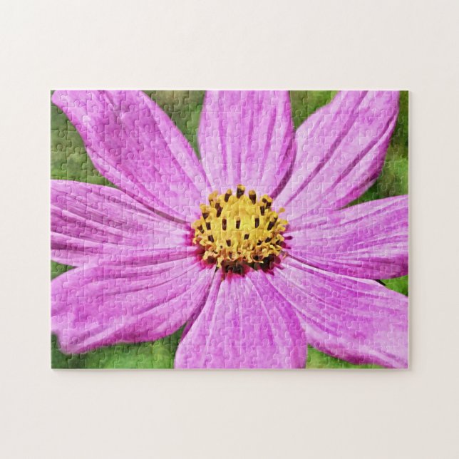 Big Pink Daisy Cosmos Flower Art Puzzle (Horizontal)