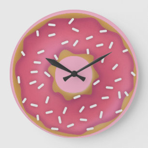Big Pink Donut Large Clock