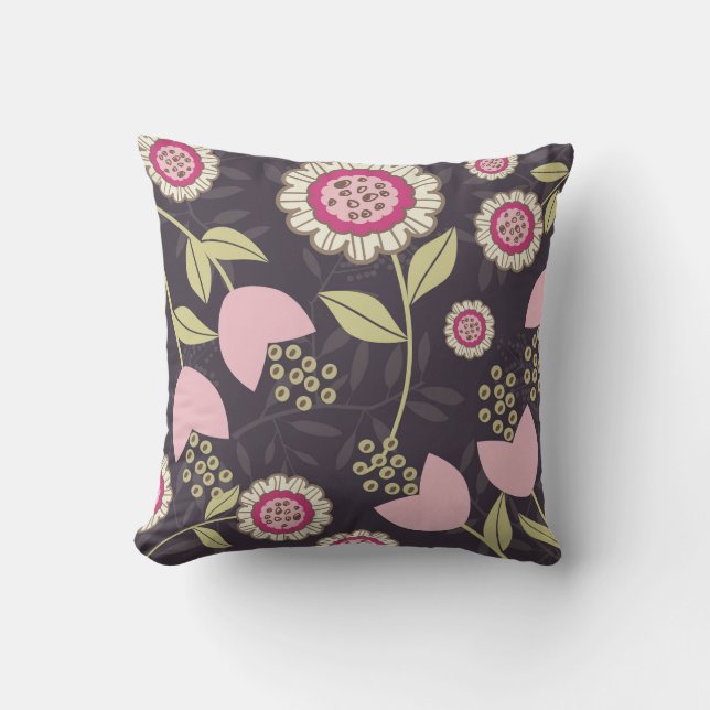 Big Pink Floral Pattern Cushion (Front)