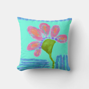 Big Pink Flower Abstract Art Decorative Cushion