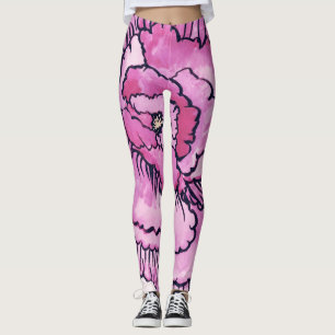 Big pink flower collection leggings 