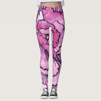 Big pink flower collection leggings 