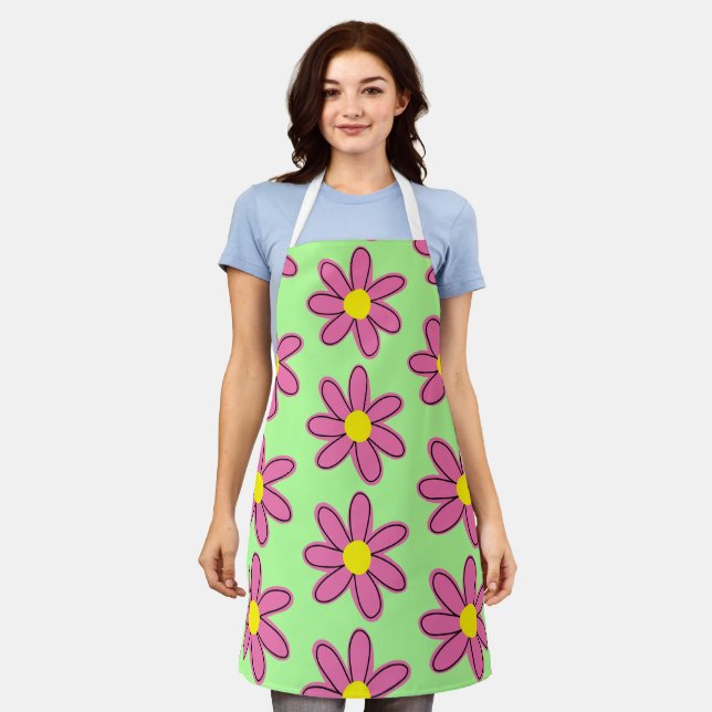 Big Pink Flowers Apron (Worn)