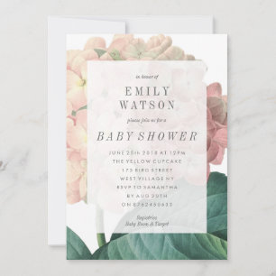 Big Pink Green Flower Baby Shower Invitation