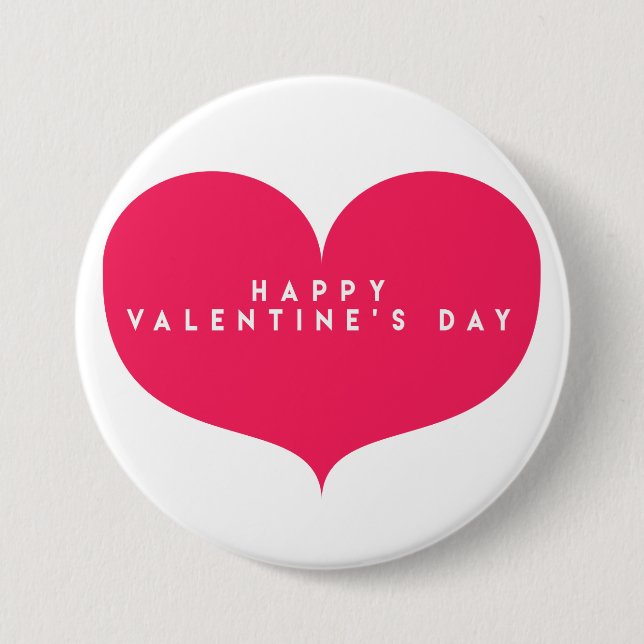 Big Pink Heart - Happy Valentine's Day Button (Front)