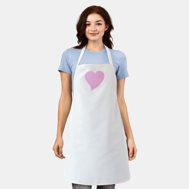 Big Pink Heart, Love, white Apron (Worn)