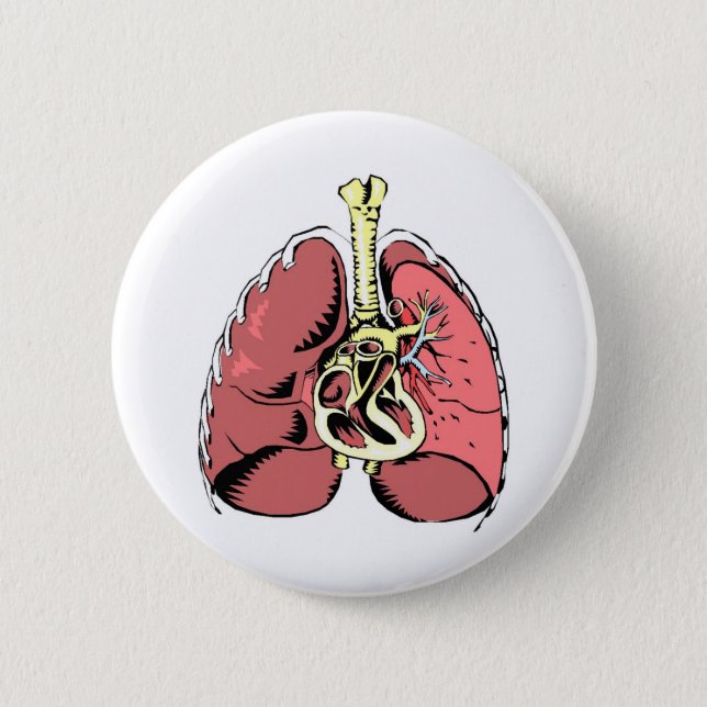 Big Pink Lungs 6 Cm Round Badge (Front)