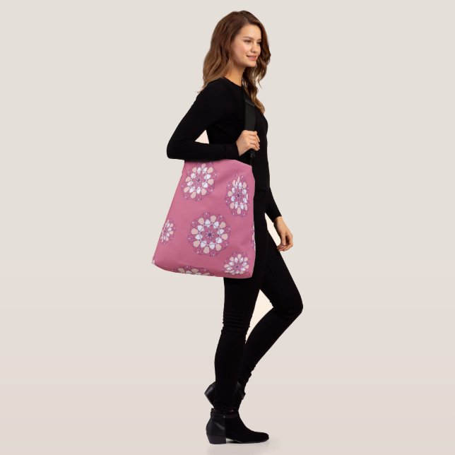 "BIG PINK MANDALA FLOWER" CROSSBODY BAG (On Model)