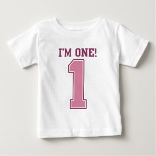 Big Pink Number One, Girl's First Birthday Baby T-Shirt