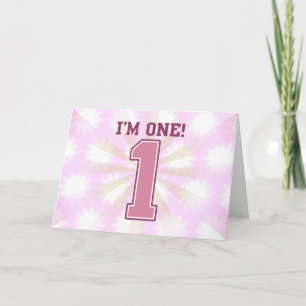 Big Pink Number One, Girl's First Birthday Card