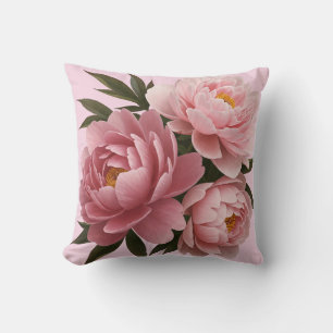 Big Pink Peonies Pillows- Vintage Floral Cushion
