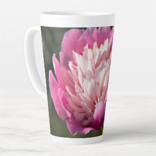 Big pink peony flowers in spring day photo latte mug