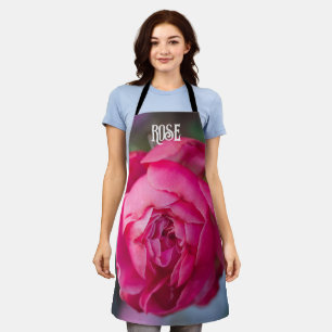 Big pink rose apron