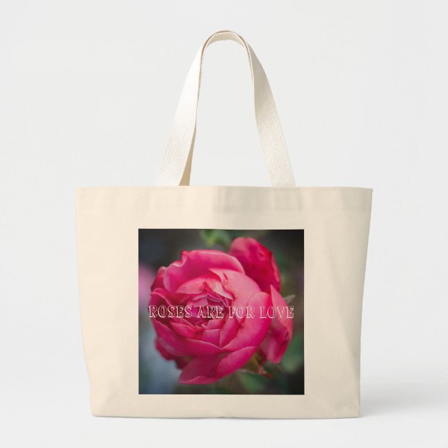 Big pink rose large tote bag (Front)