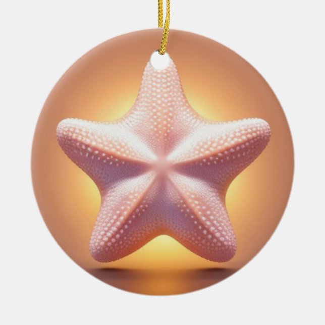 Big Pink Starfish Ceramic Tree Decoration (Front)