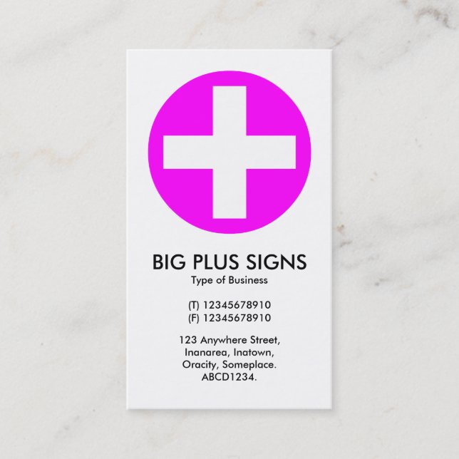 Big Plus Signs Magenta - White Business Card (Front)