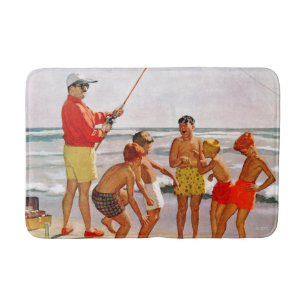 Big Pole Little Fish by Richard Sargent Bath Mat