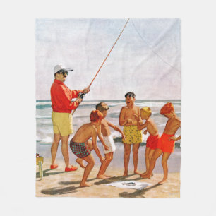 Big Pole Little Fish by Richard Sargent Fleece Blanket